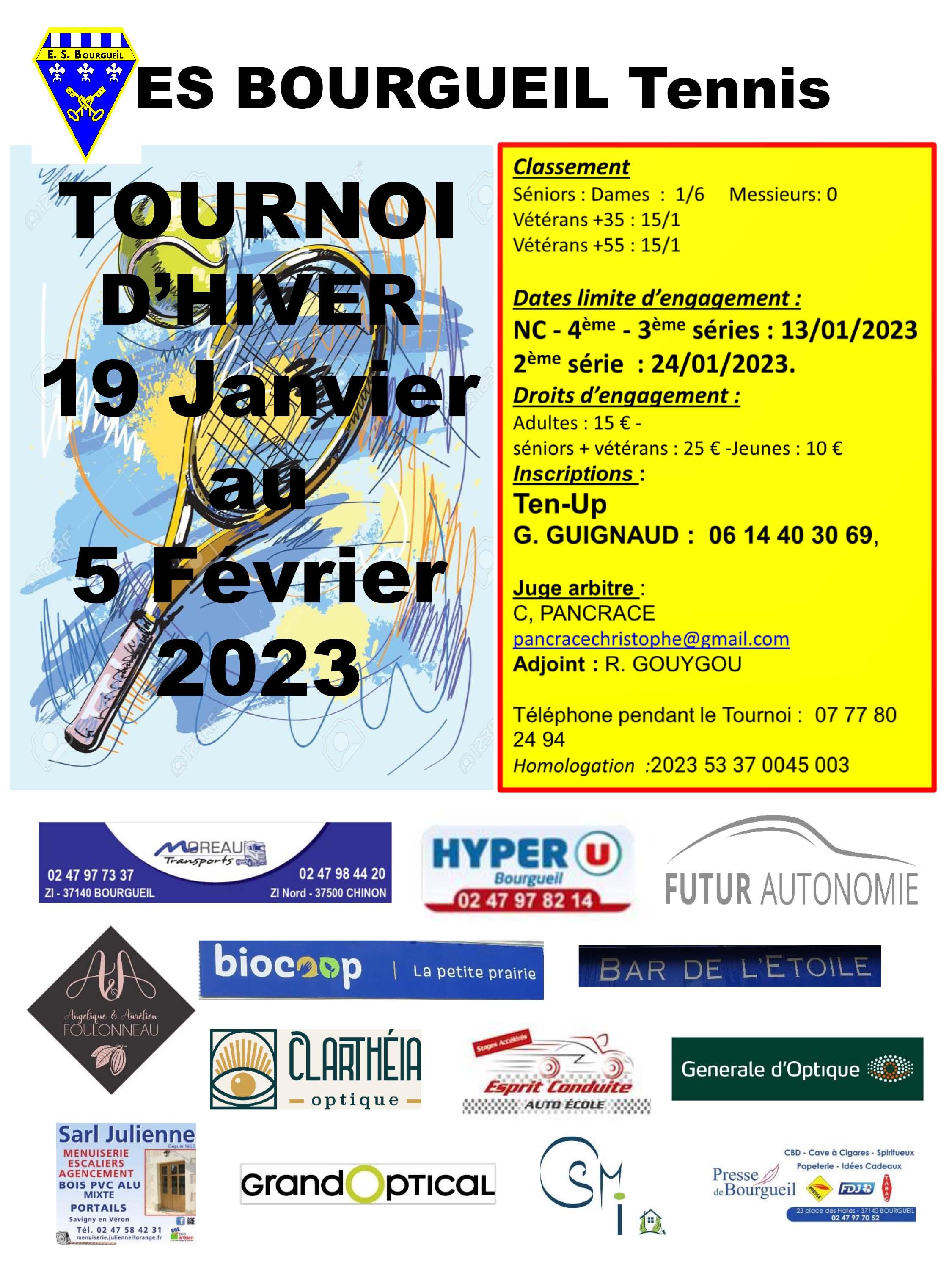 Tournoi d’hiver de la section Tennis de l’Entente Sportive de Bourgueil