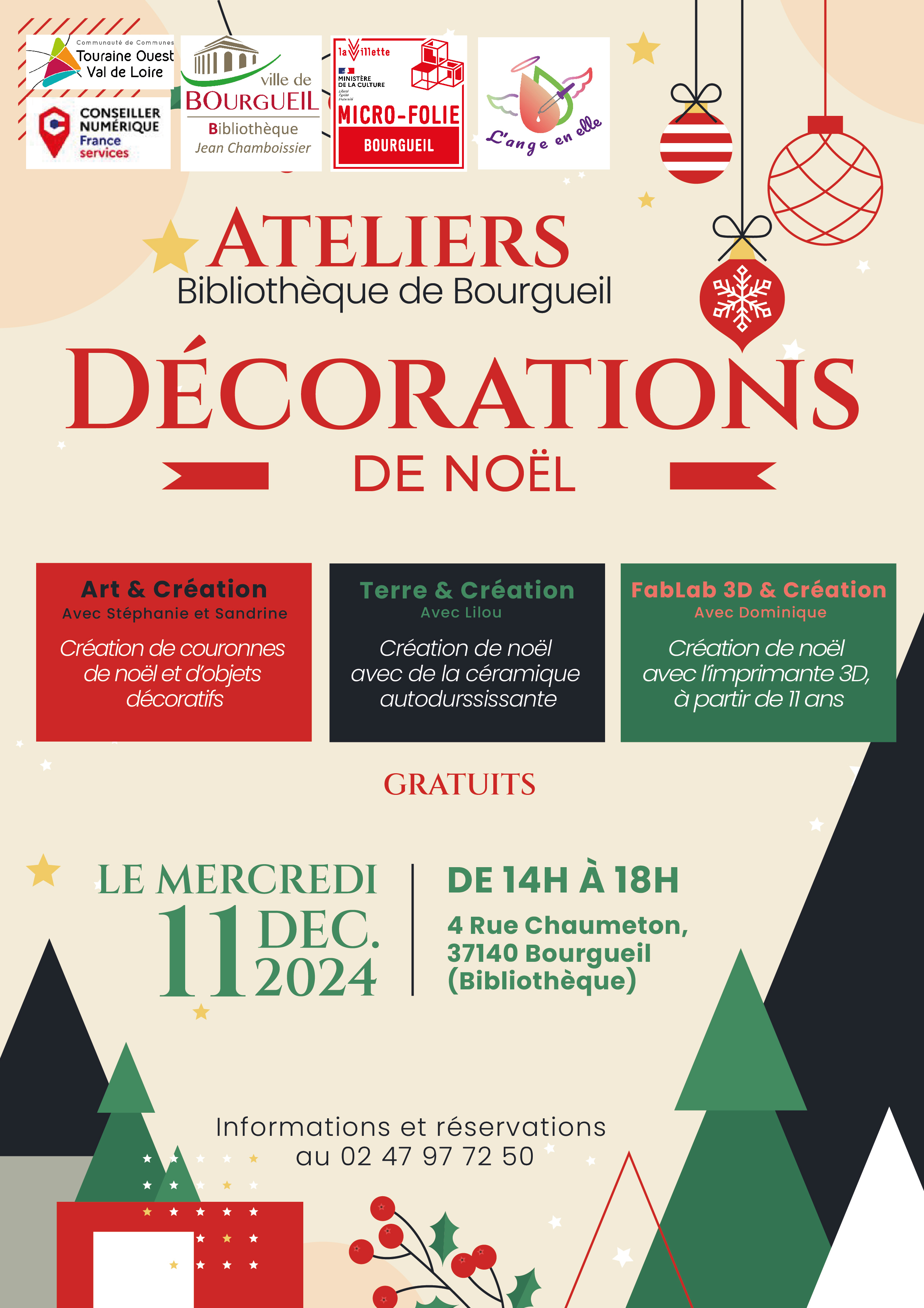 Animation « Décoration de Noël » mercredi 11 décembre 2024
