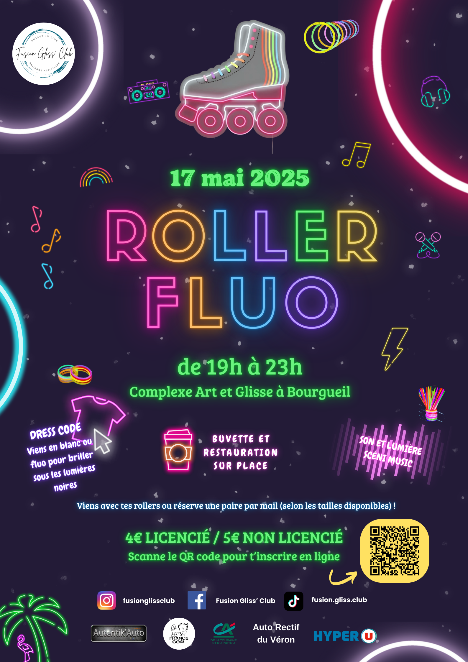 Soirée Roller fluo de Fusion Gliss Club
